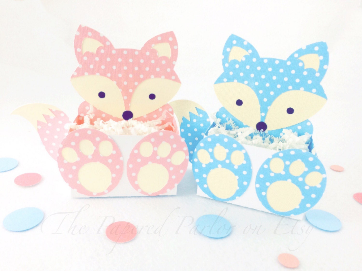 Fox Party Favor Box: Woodland Baby Shower Treat Bags