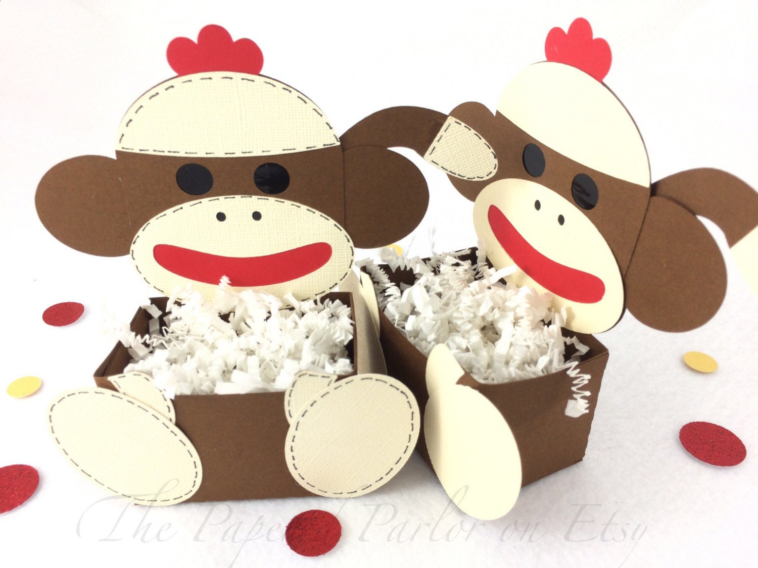 Sock Monkey Party Favor Box: Monkey Birthday Treat Bag