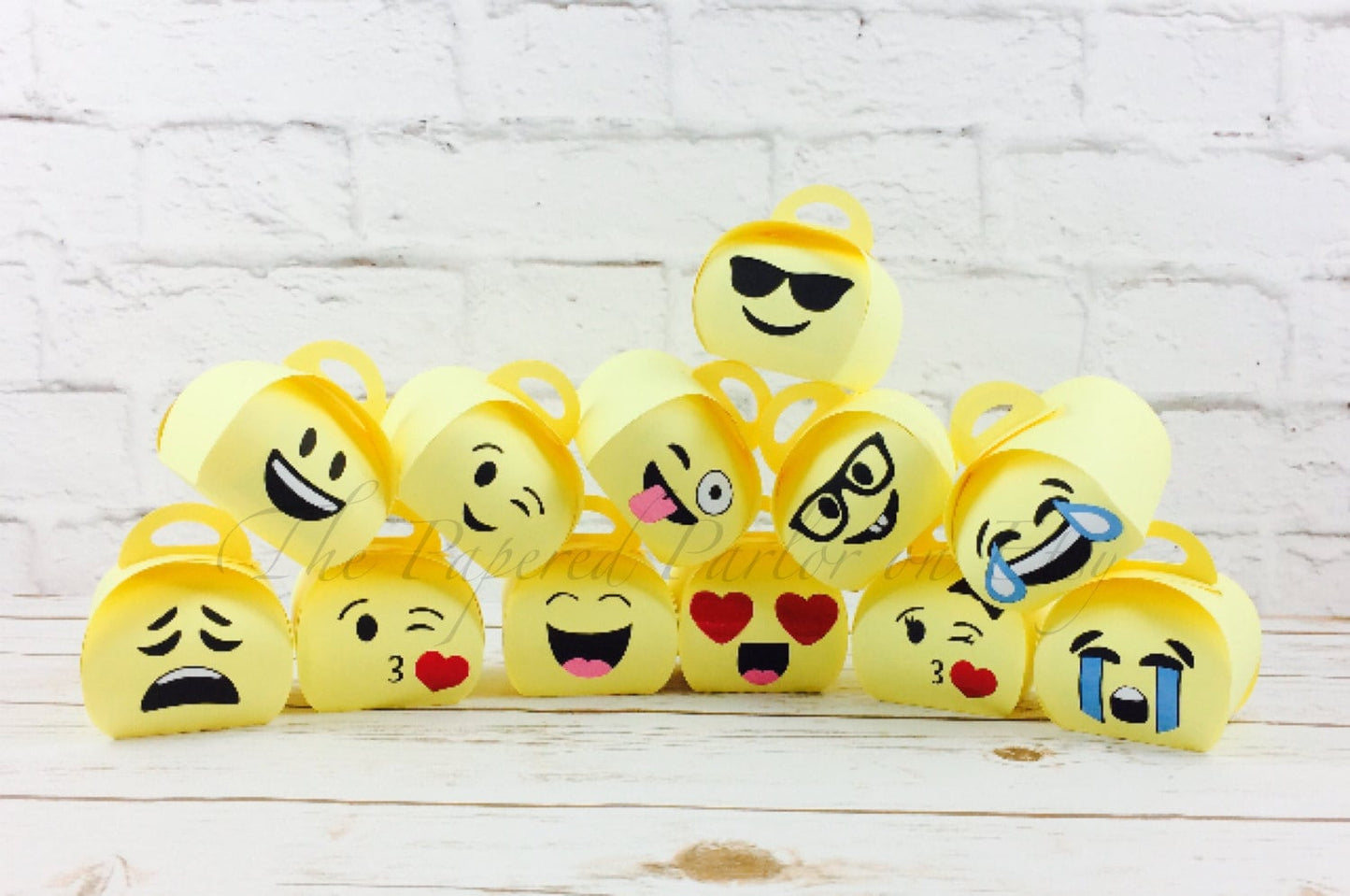emoji party favor boxes: emoji birthday goodie bags, set of 12