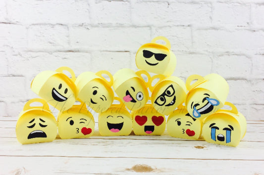 Emoji Party Favor Boxes: Emoji Birthday Goodie Bags, Set of 12