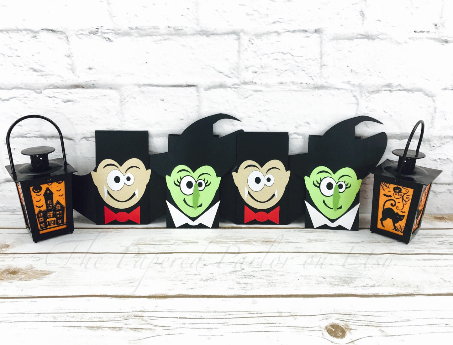 vampire & witch candy bar holders: halloween party favors
