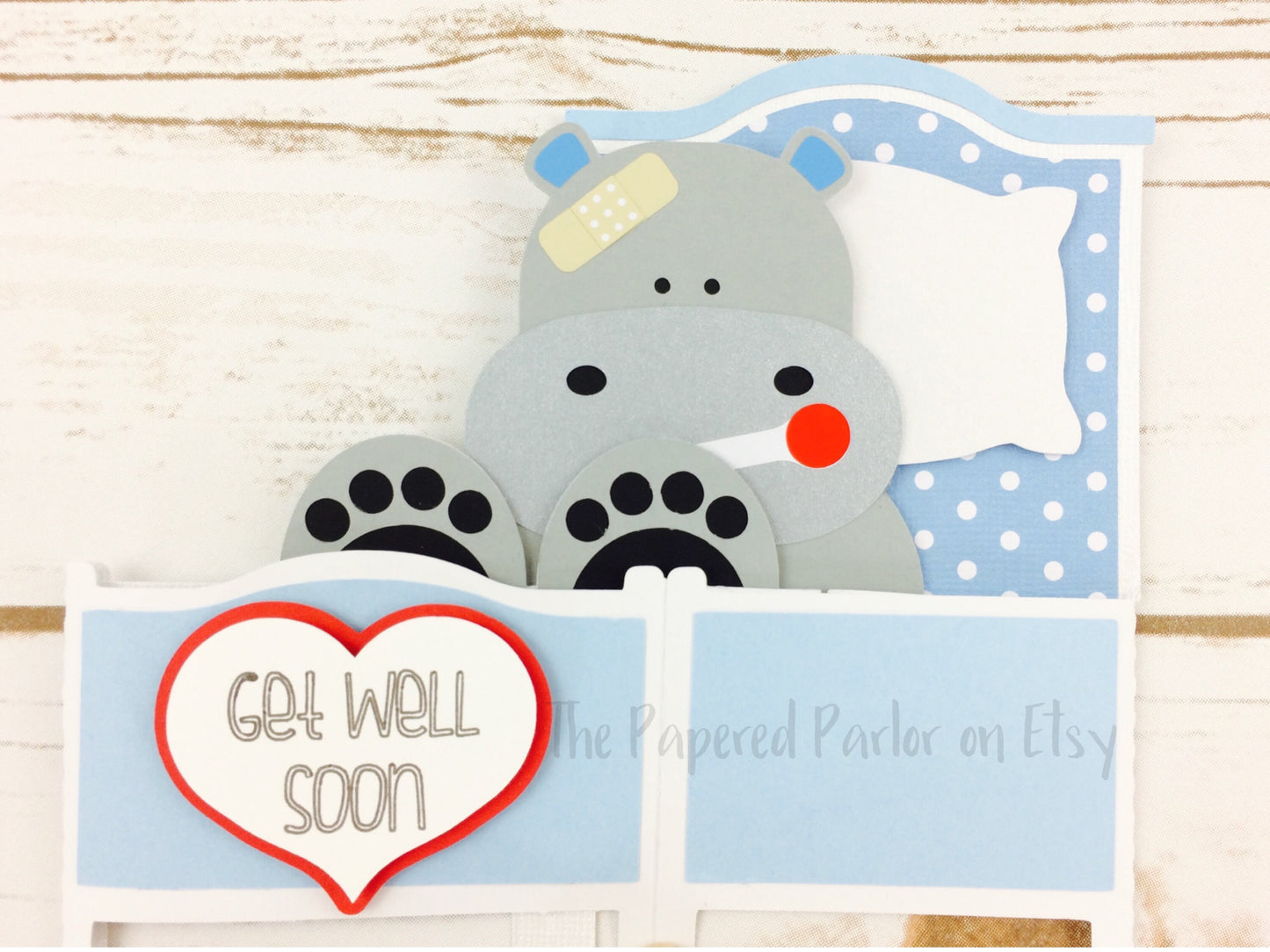 hippo get well soon box card - set of 2