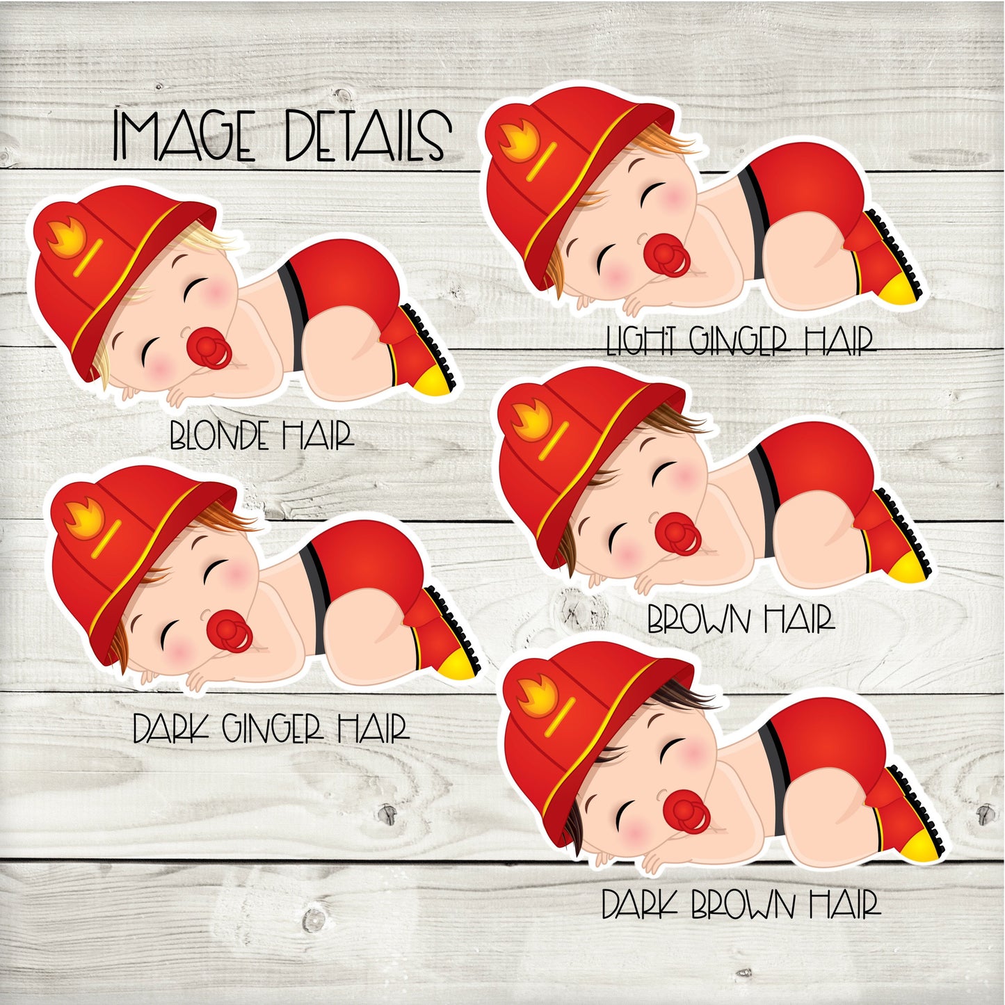 sleeping baby fireman cupcake toppers (set of 12) fw01b