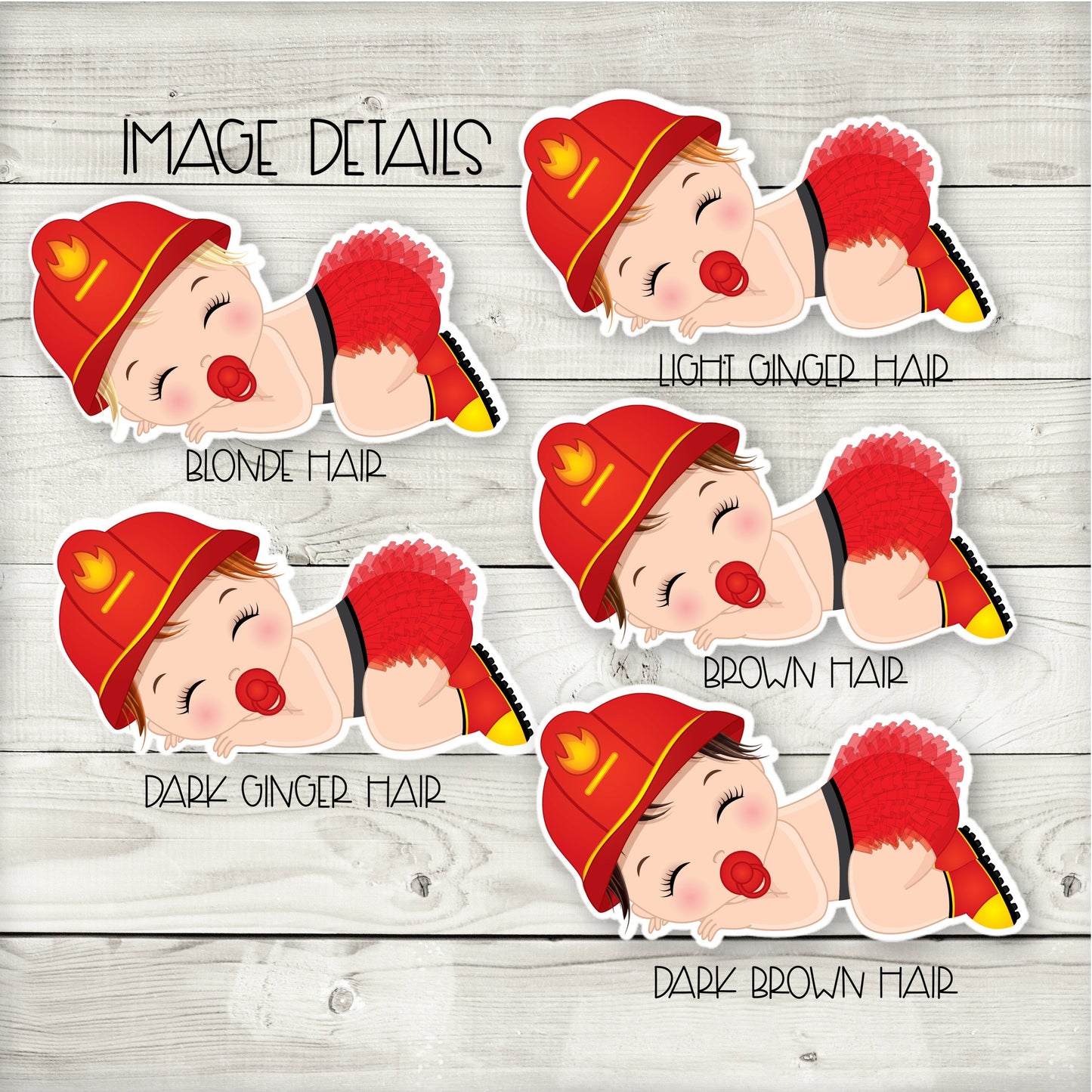 sleeping baby fireman cupcake toppers (set of 12) fw01b