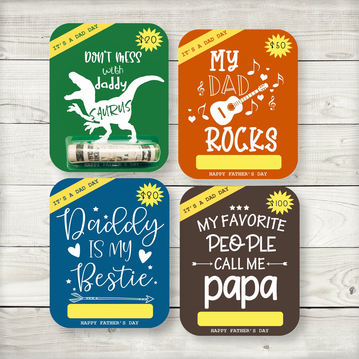 daddysaurus father’s day money card holder