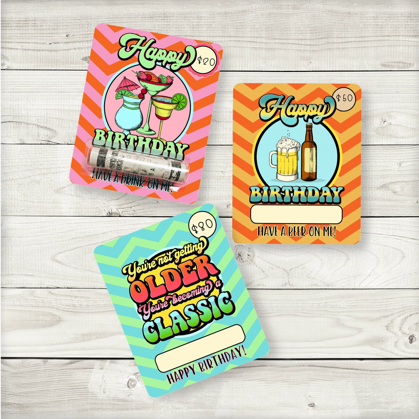 birthday drinks money card holder|birthday cash|birthday money|cash holder|money holder|beer money|getting older birthday|vintage birthday