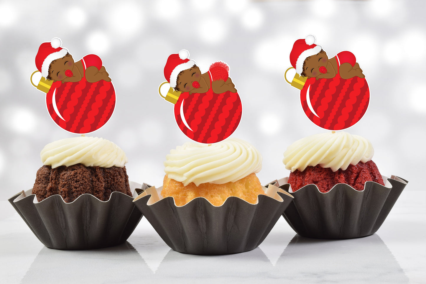 christmas baby cupcake toppers (set of 12) cb01b