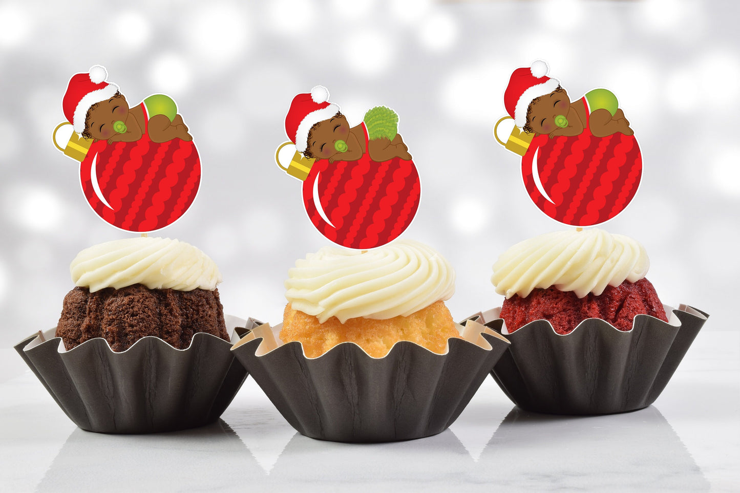 christmas baby cupcake toppers (set of 12) cb01b