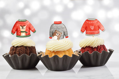 Tacky Ugly Sweater Cupcake Toppers (Set of 12) US01