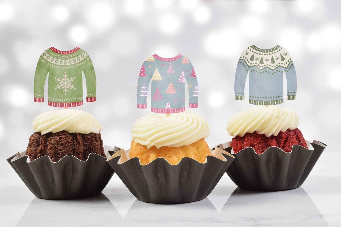 tacky ugly sweater cupcake toppers (set of 12) us02