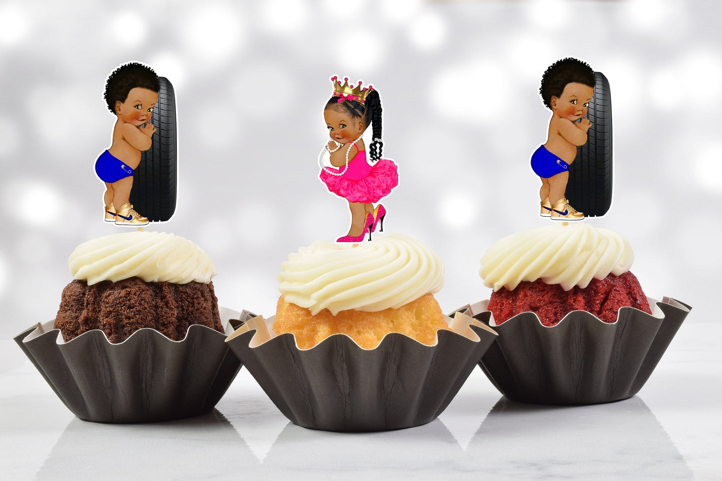 wheels or heels cupcake toppers - braids (set of 12)