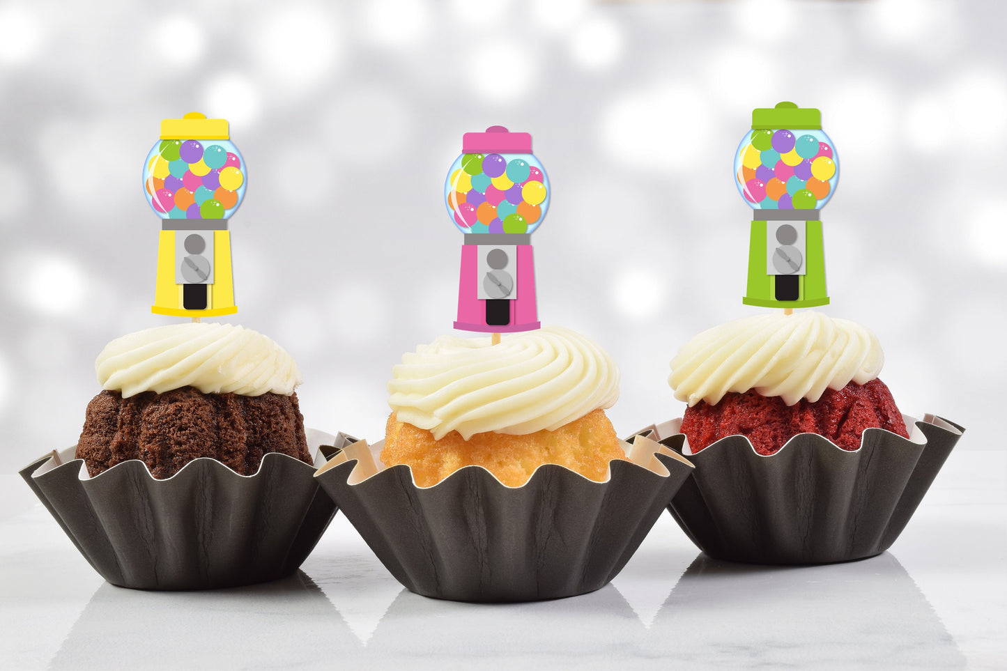 gumball cupcake toppers (set of 12)