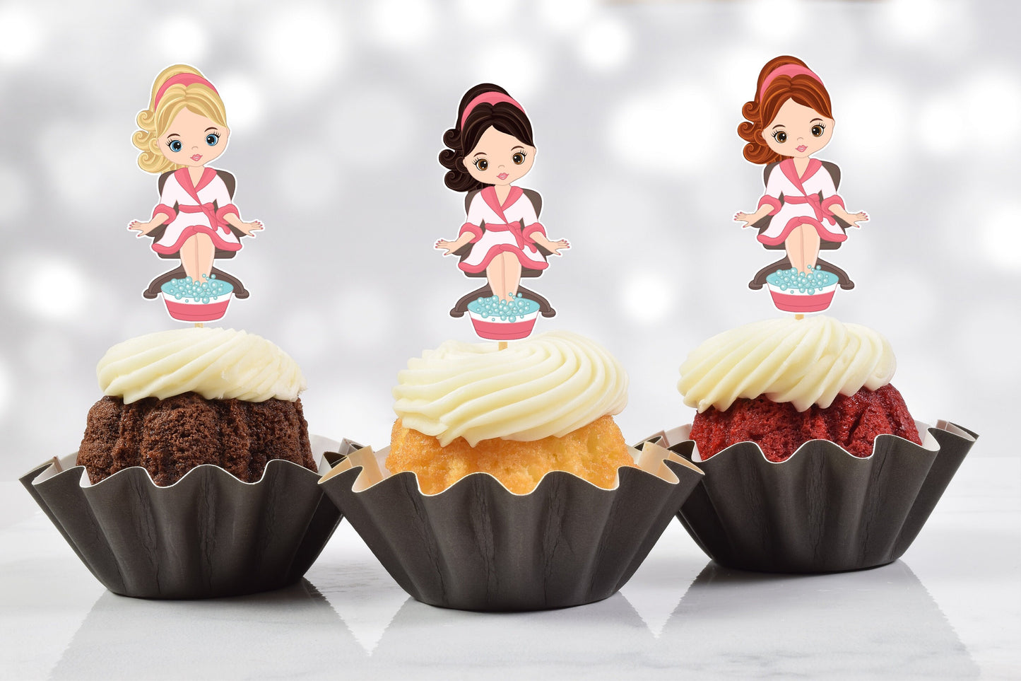 pamper spa party cupcake toppers (set of 12) sp01w