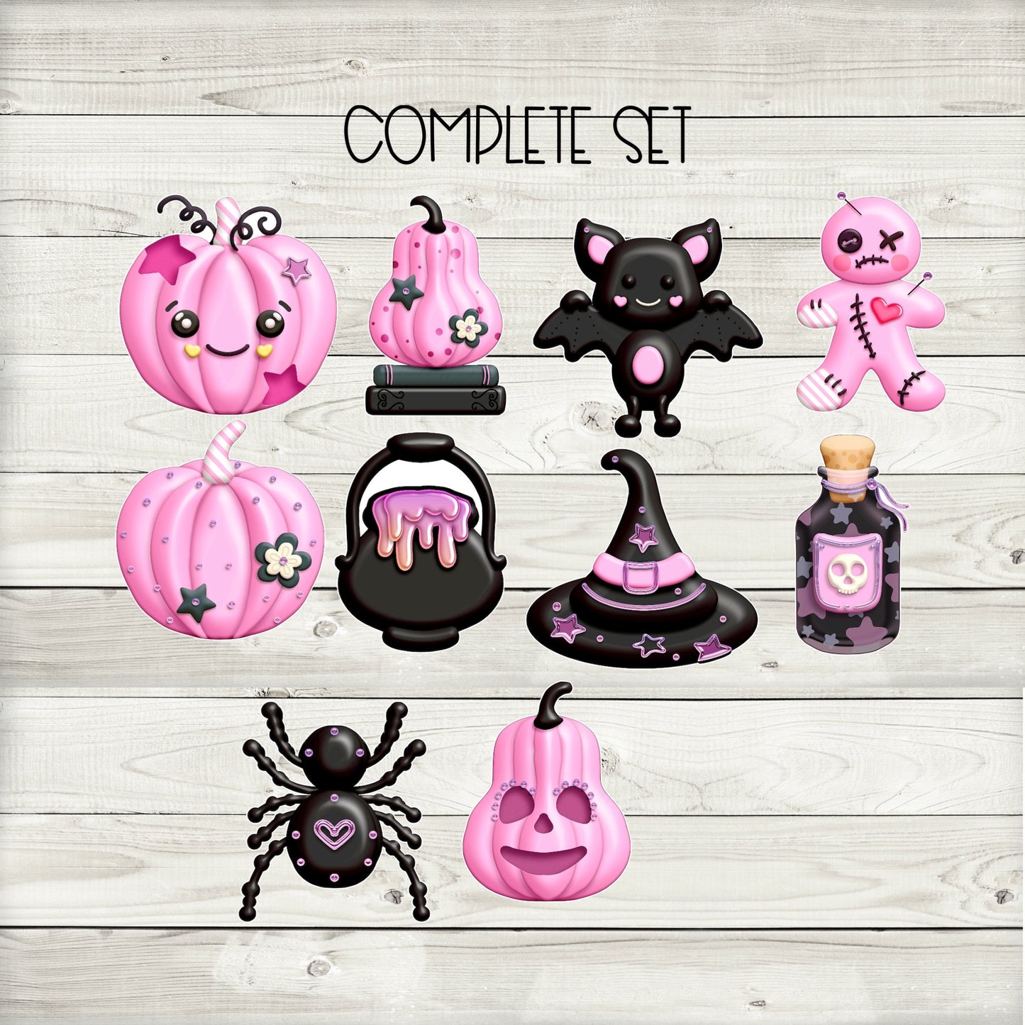 pink glam halloween cupcake toppers (set of 10)