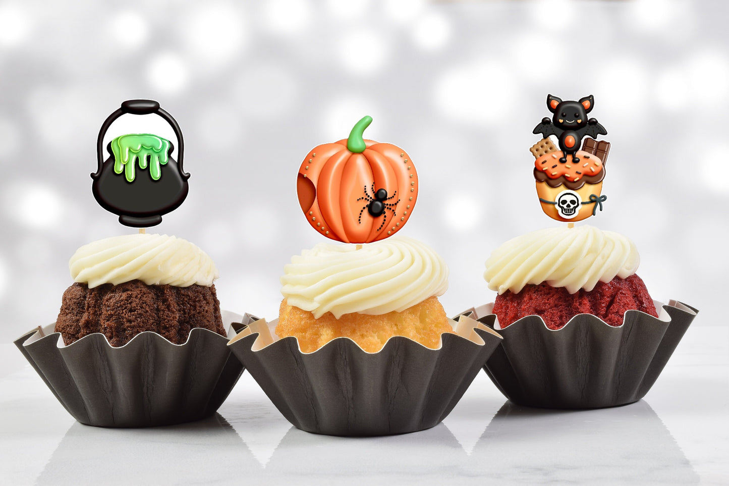 orange glam halloween cupcake toppers (set of 12)