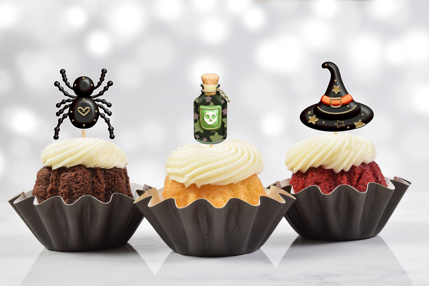 orange glam halloween cupcake toppers (set of 12) og06