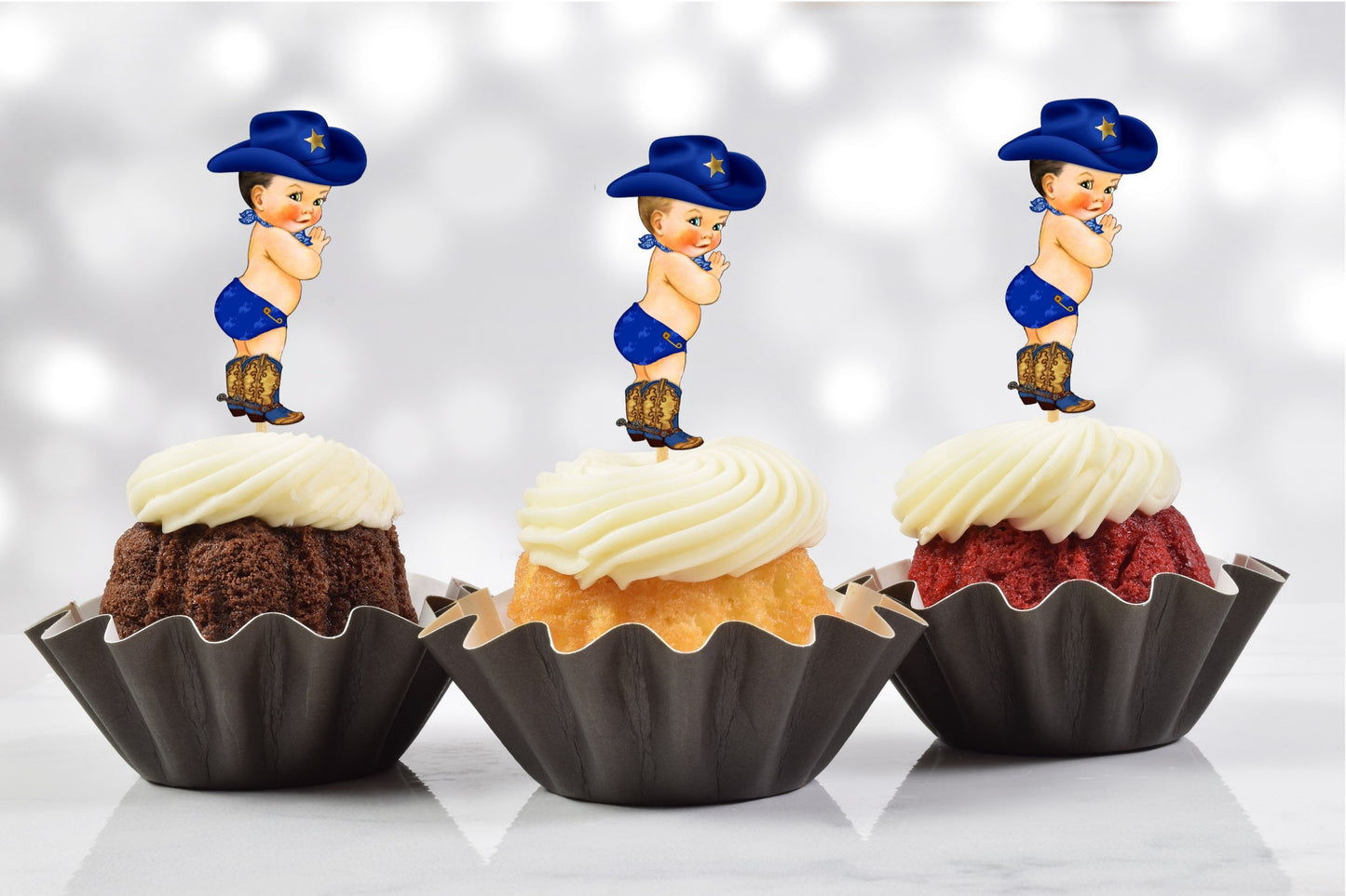 little cowboy baby shower cupcake toppers | it’s a cowboy y’all | cowboy birthday (set of 12) cb02w