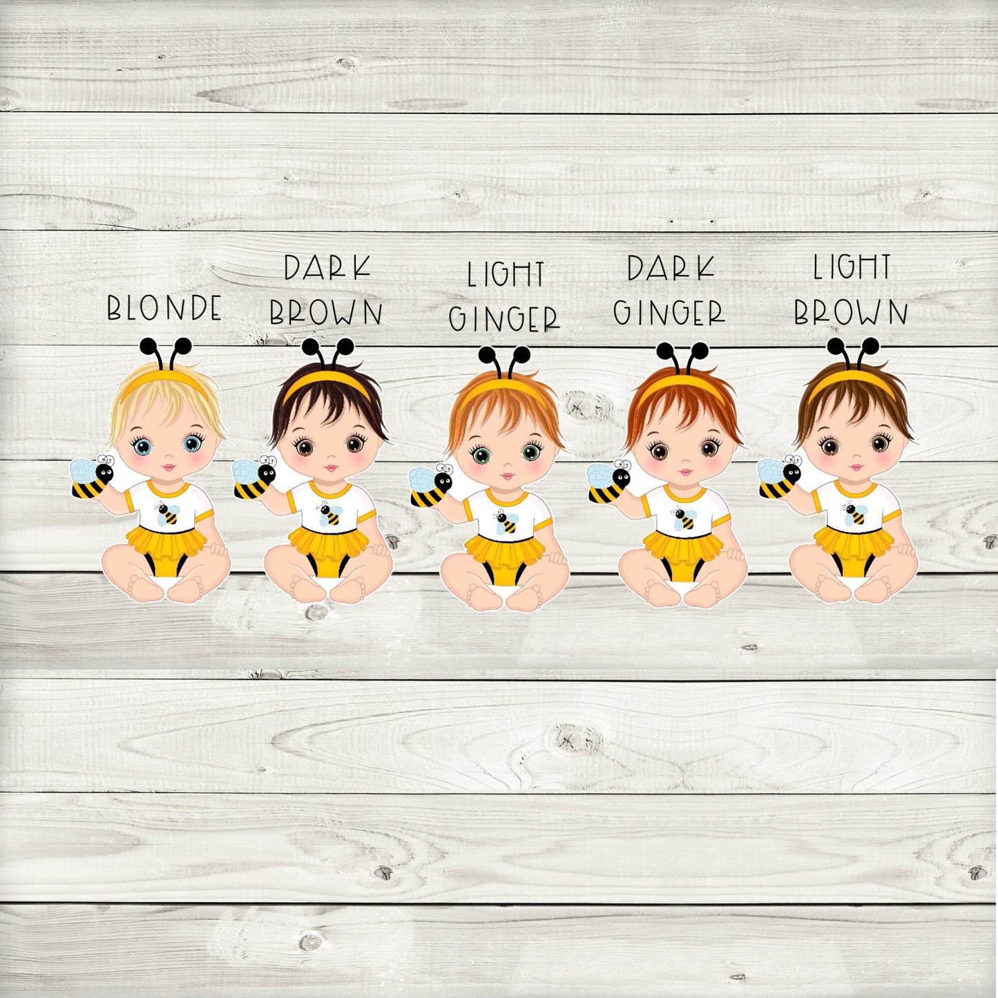 bee baby shower cupcake toppers (set of 12) be01w