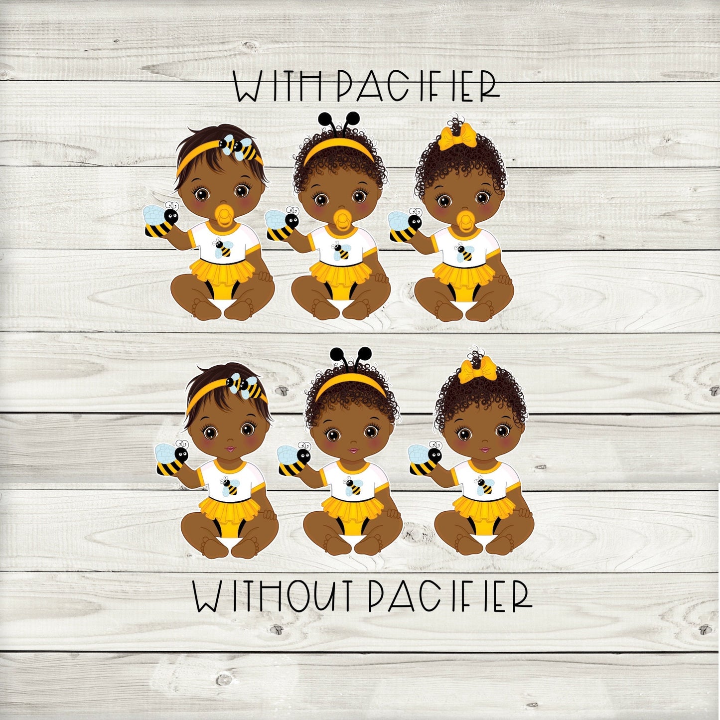 african american bee baby shower cupcake toppers (set of 12) be01b