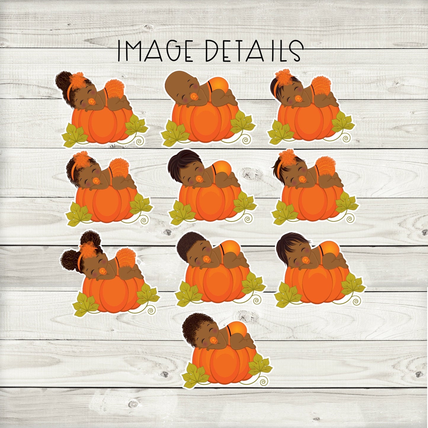 african american little pumpkin cupcake toppers (set of 12) lp02b