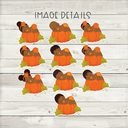 African American Little Pumpkin Cupcake Toppers (Set of 12) LP02B