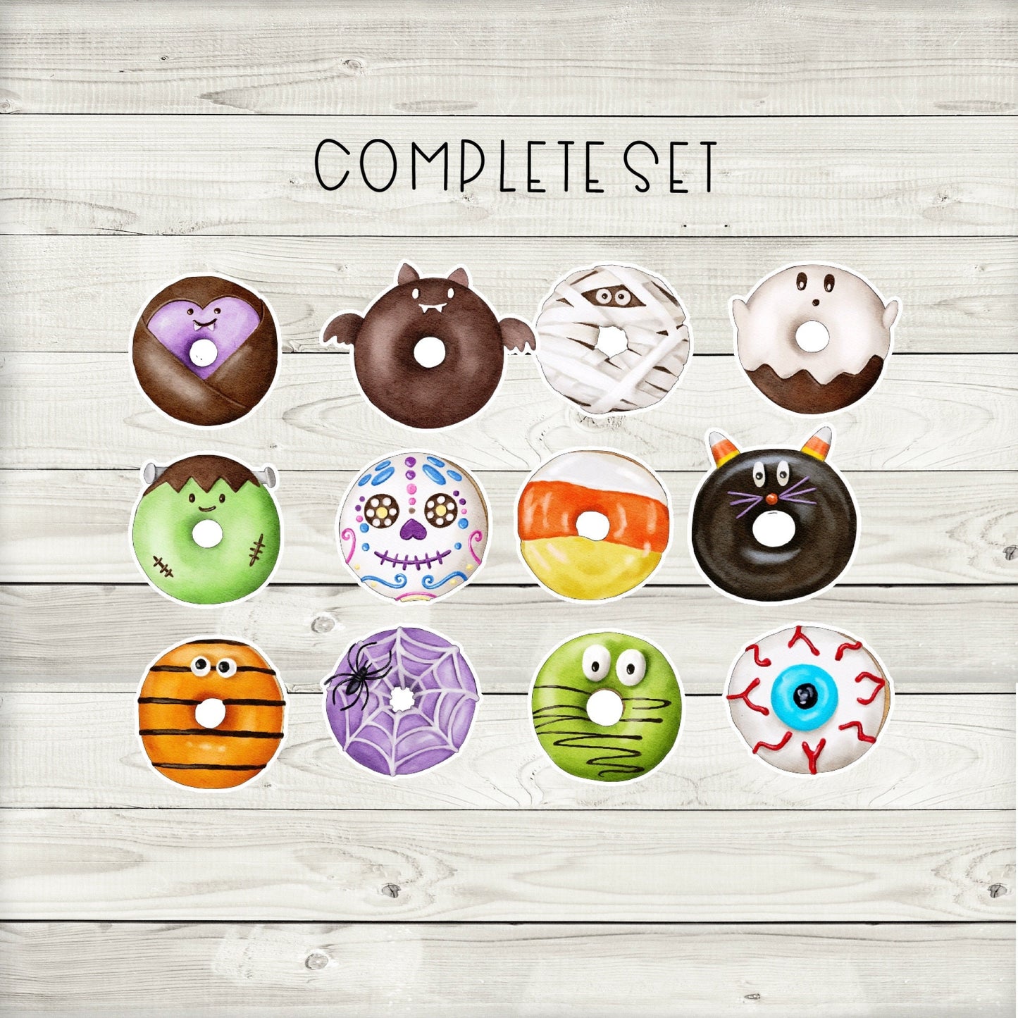 donut halloween cupcake toppers (set of 12)