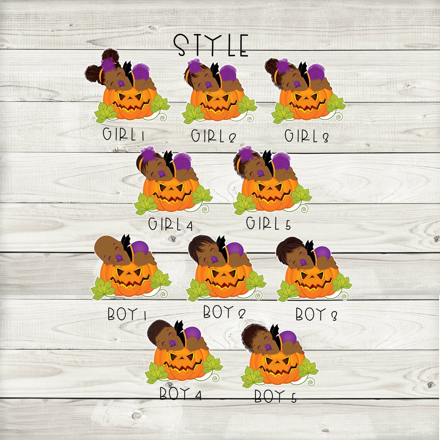 african american little pumpkin halloween cupcake toppers (set of 12) lp03b