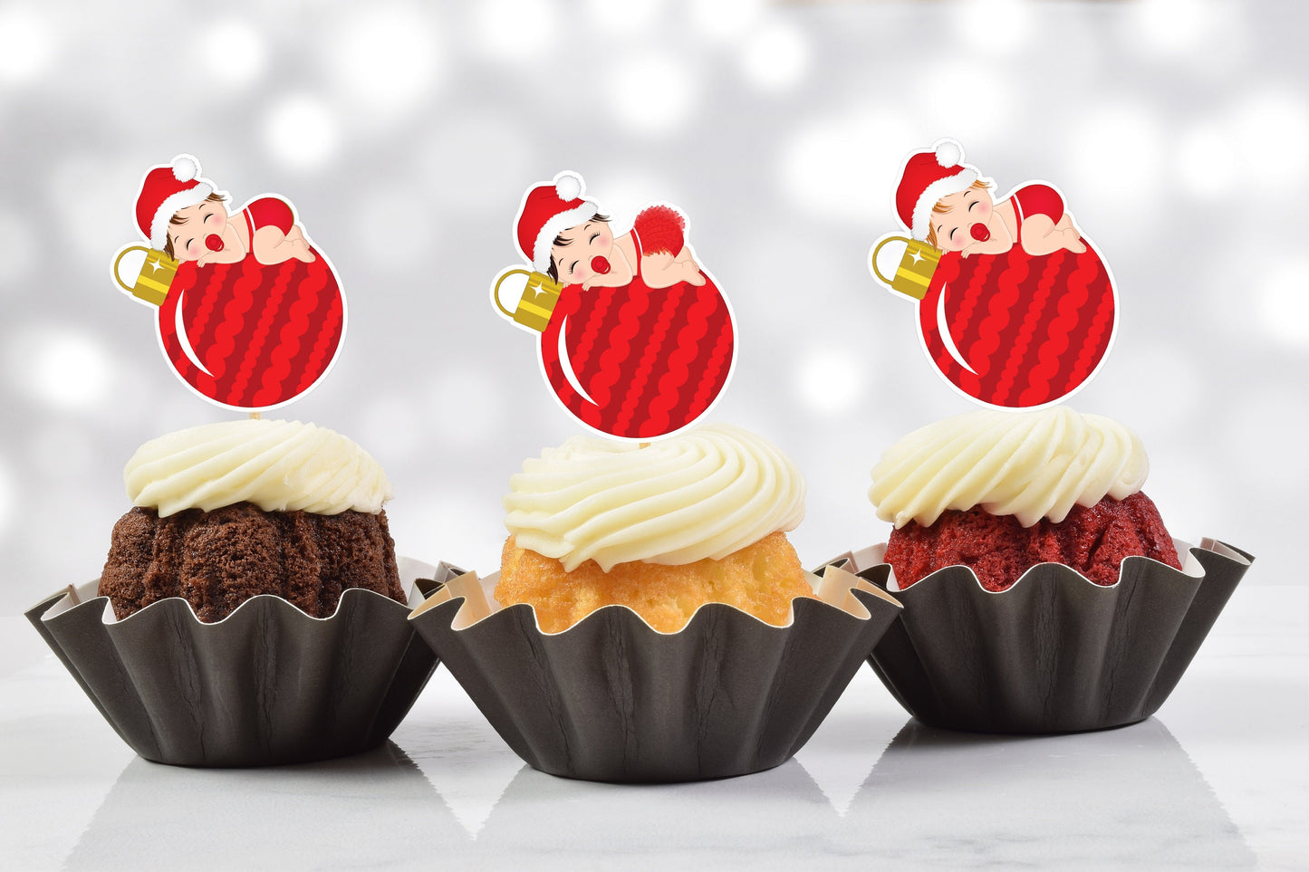 christmas baby cupcake toppers (set of 12) cw01b