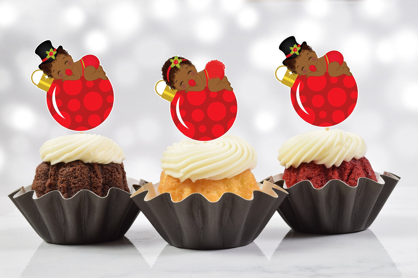 christmas baby cupcake toppers (set of 12) cb02b