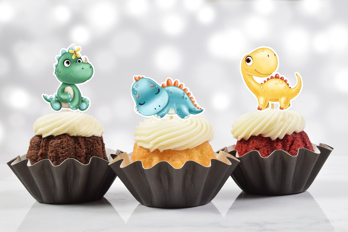 dinosaur cupcake toppers (set of 12)