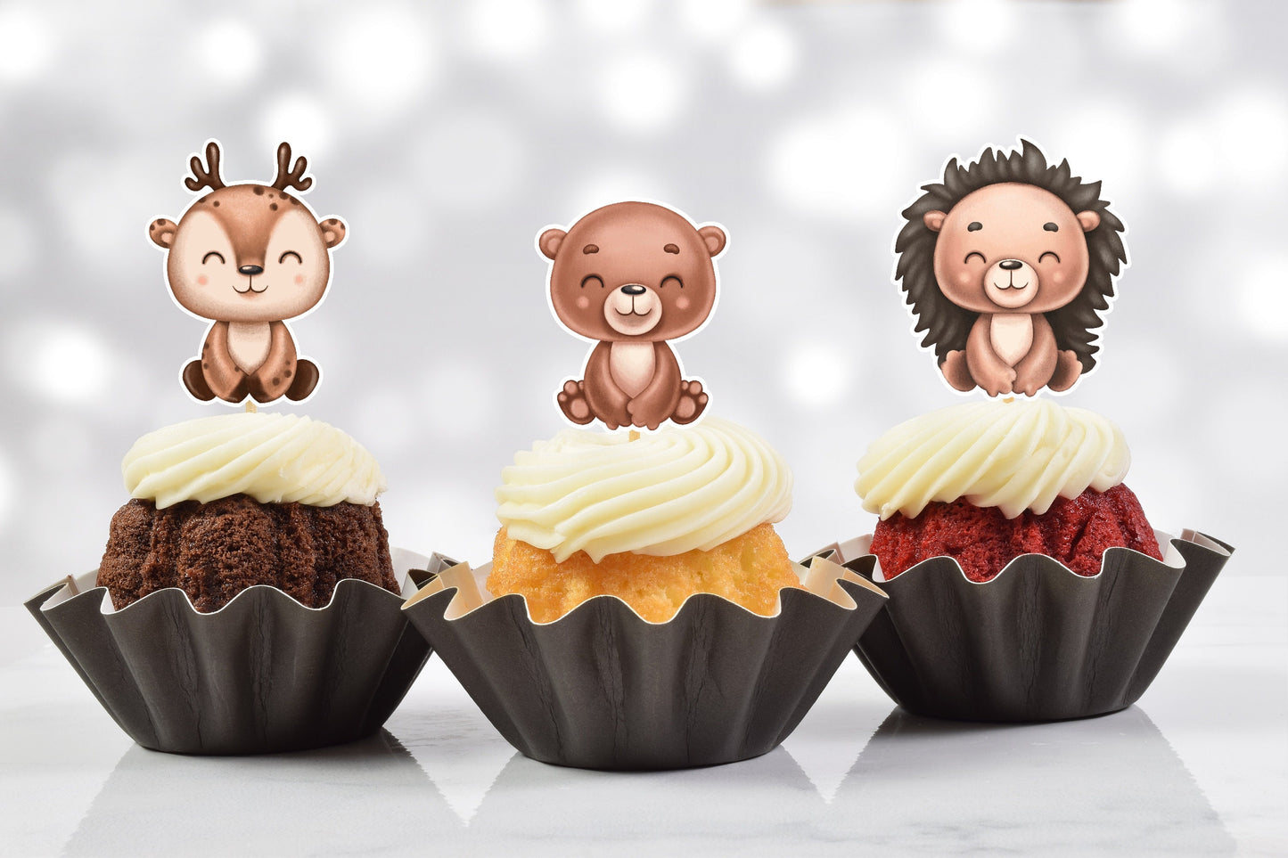 baby woodland cupcake toppers (set of 12)