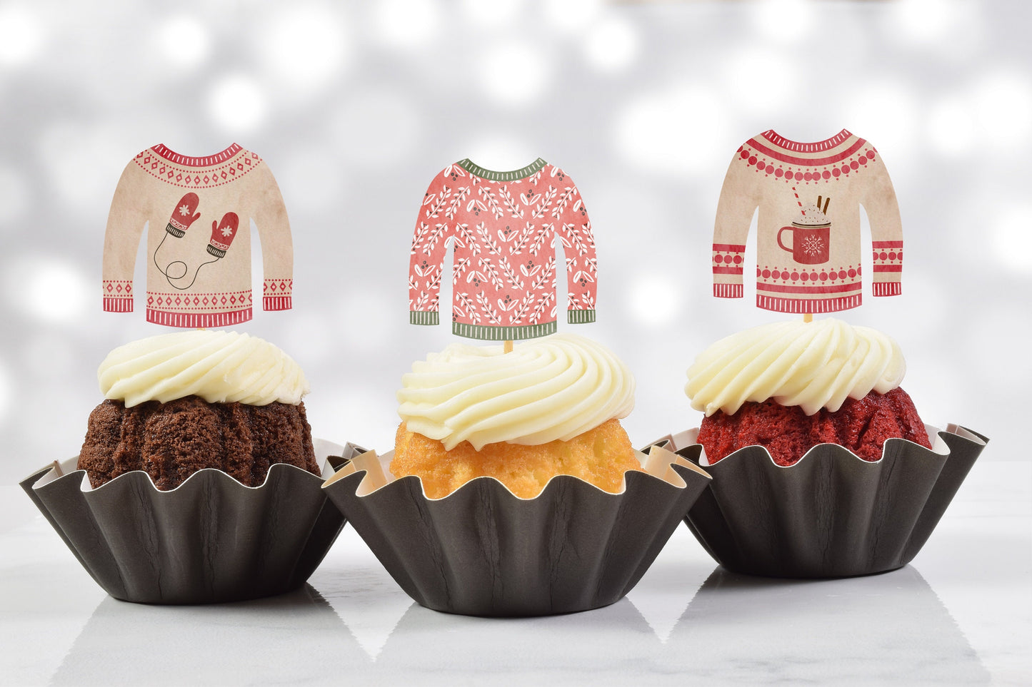 tacky ugly sweater cupcake toppers (set of 12) us02