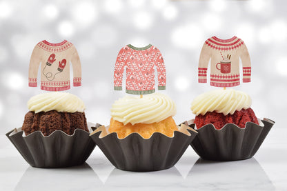 Tacky Ugly Sweater Cupcake Toppers (Set of 12) US02