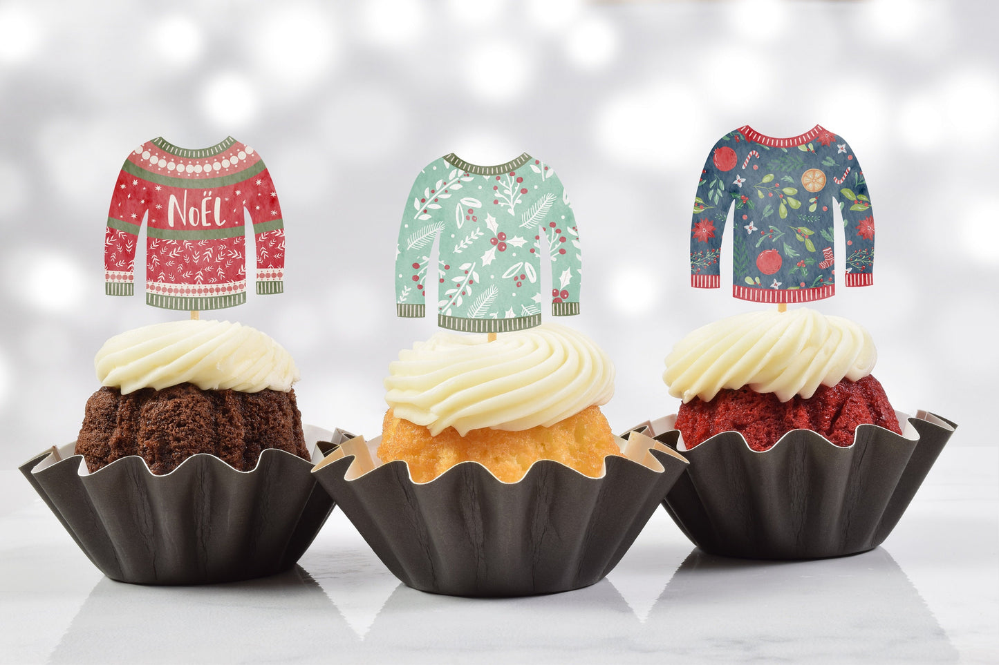 tacky ugly sweater cupcake toppers (set of 12) us02