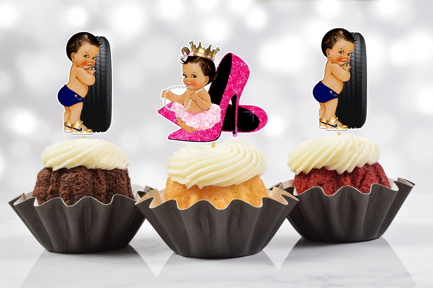 wheels or heels cupcake toppers (set of 12) hp01l