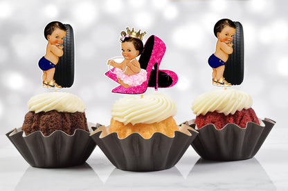 Wheels or Heels Cupcake Toppers (Set of 12) HP01L