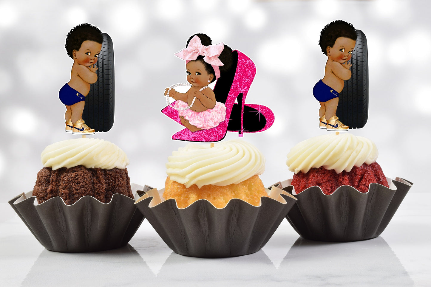 wheels or heels cupcake toppers (set of 12) hp01r