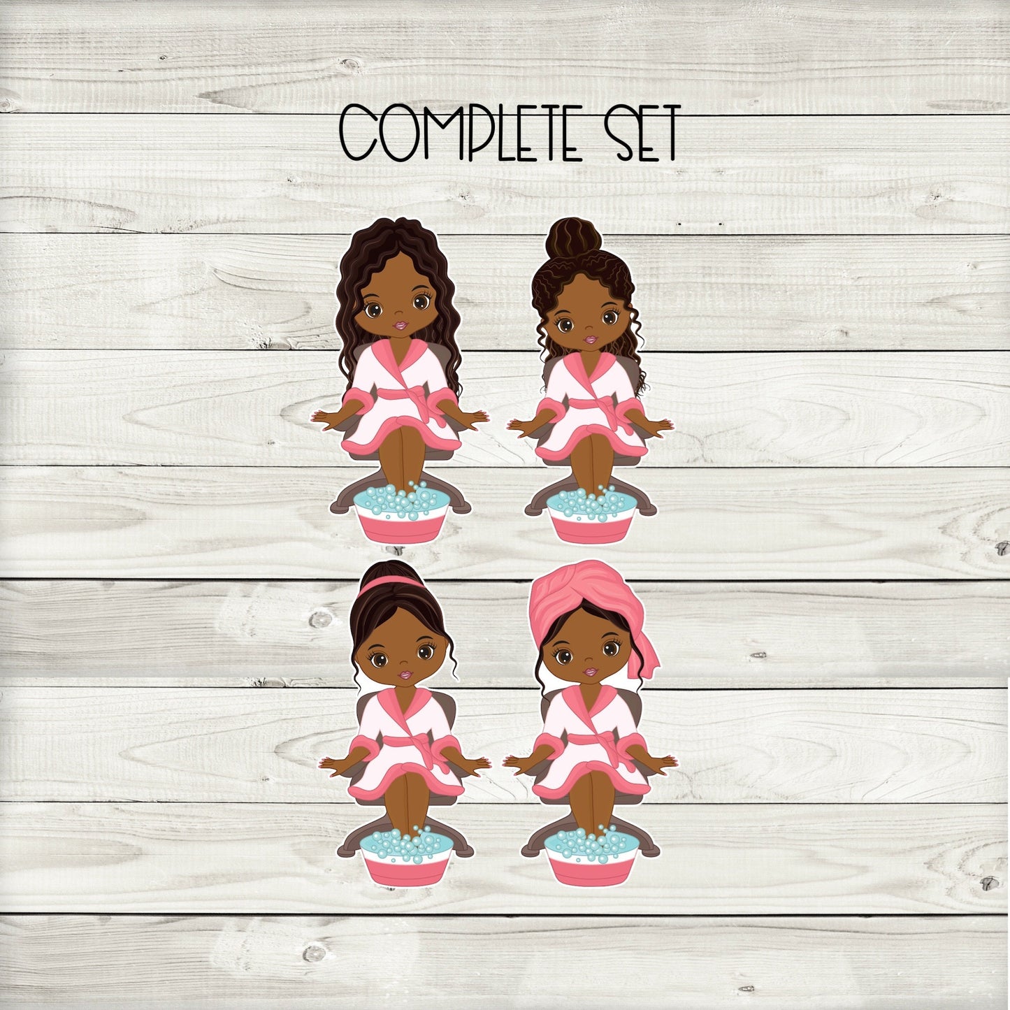 african american pamper spa party cupcake toppers (set of 12) sp02w