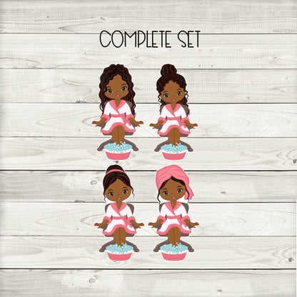 African American Pamper Spa Party Cupcake Toppers (Set of 12) SP02W