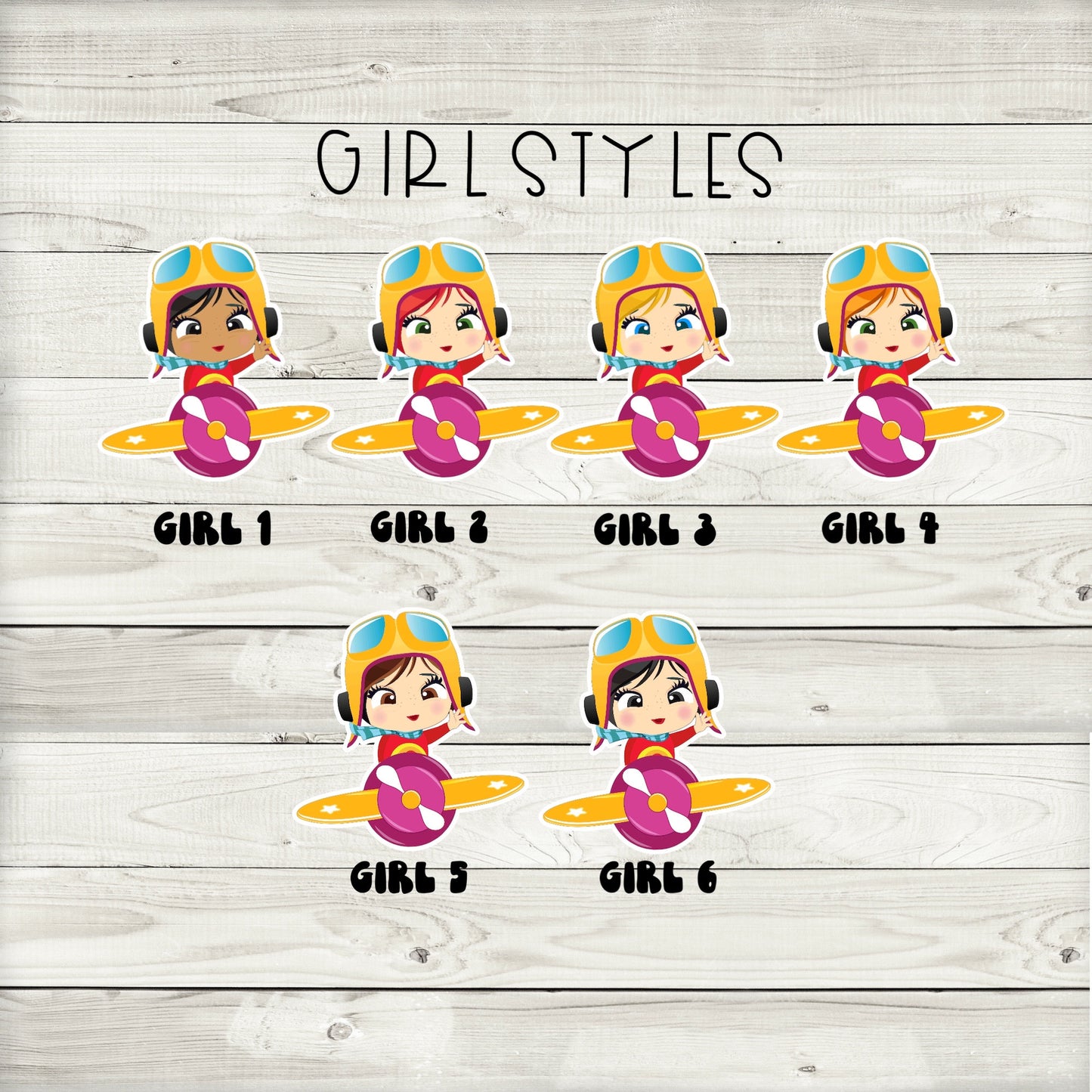 girl pilot aviator party cupcake toppers (set of 12)