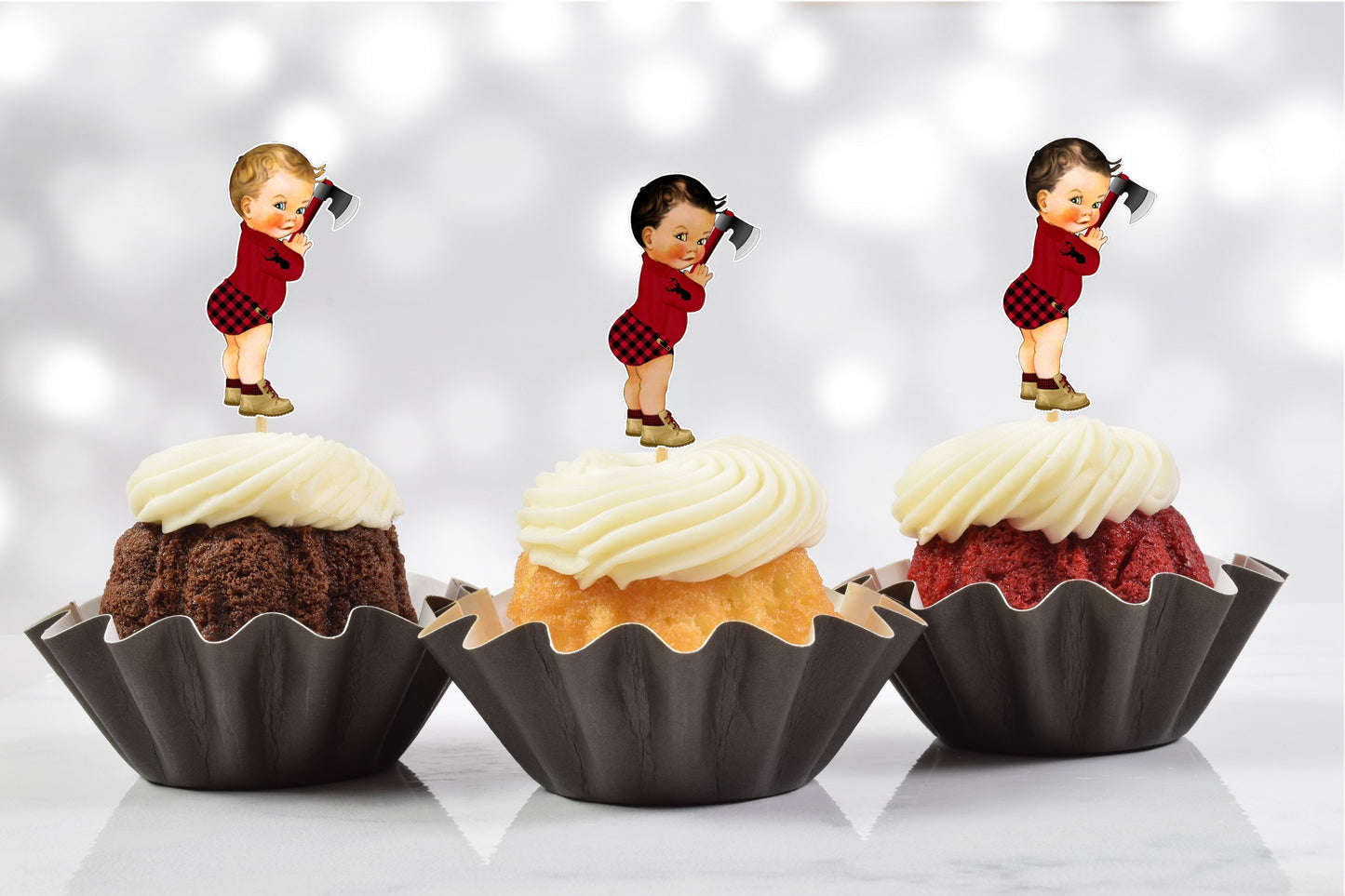 baby lumberjack logger cupcake toppers (set of 12) bl03w