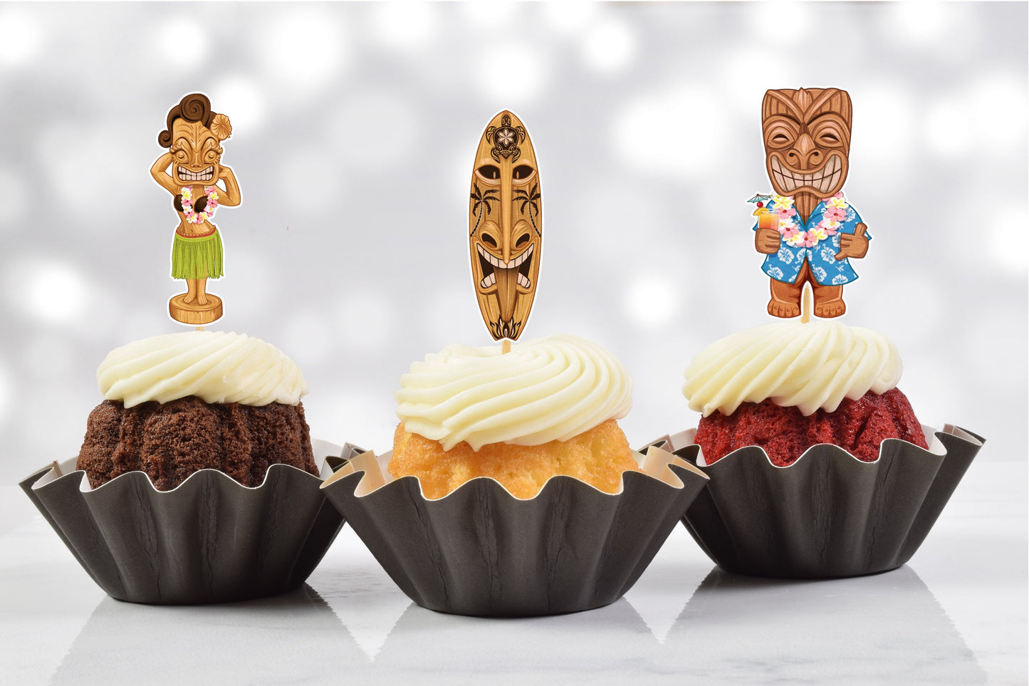 tropical hawaiian surf luau party cupcake toppers (set of 12)