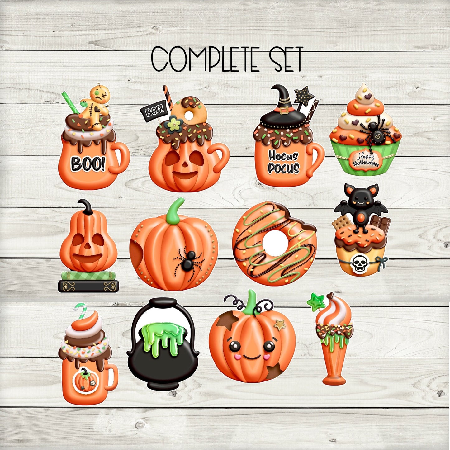 orange glam halloween cupcake toppers (set of 12)