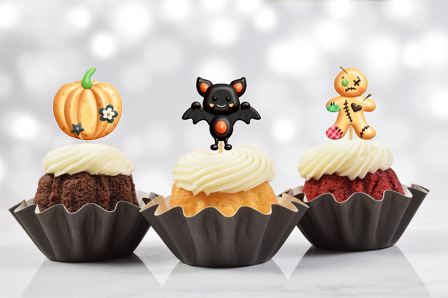 orange glam halloween cupcake toppers (set of 12) og06