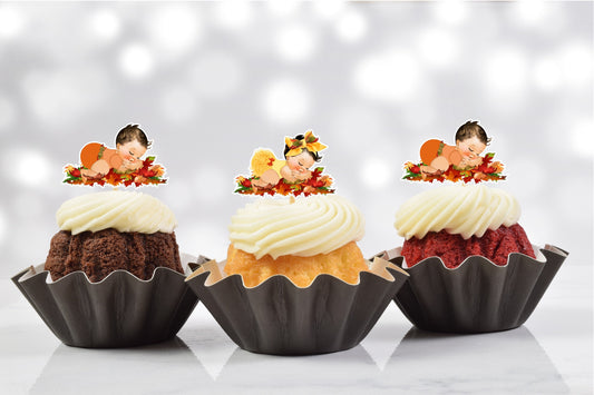 Autumn Fall Baby Shower Cupcake Toppers (Set of 12) AF01W