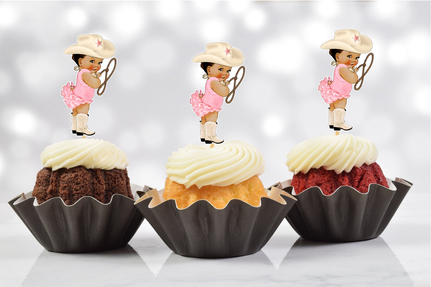 western cowgirl baby shower cupcake toppers (set of 12) cg02l