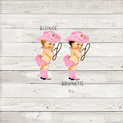 Western Cowgirl Baby Shower Cupcake Toppers (Set of 12) CG03W