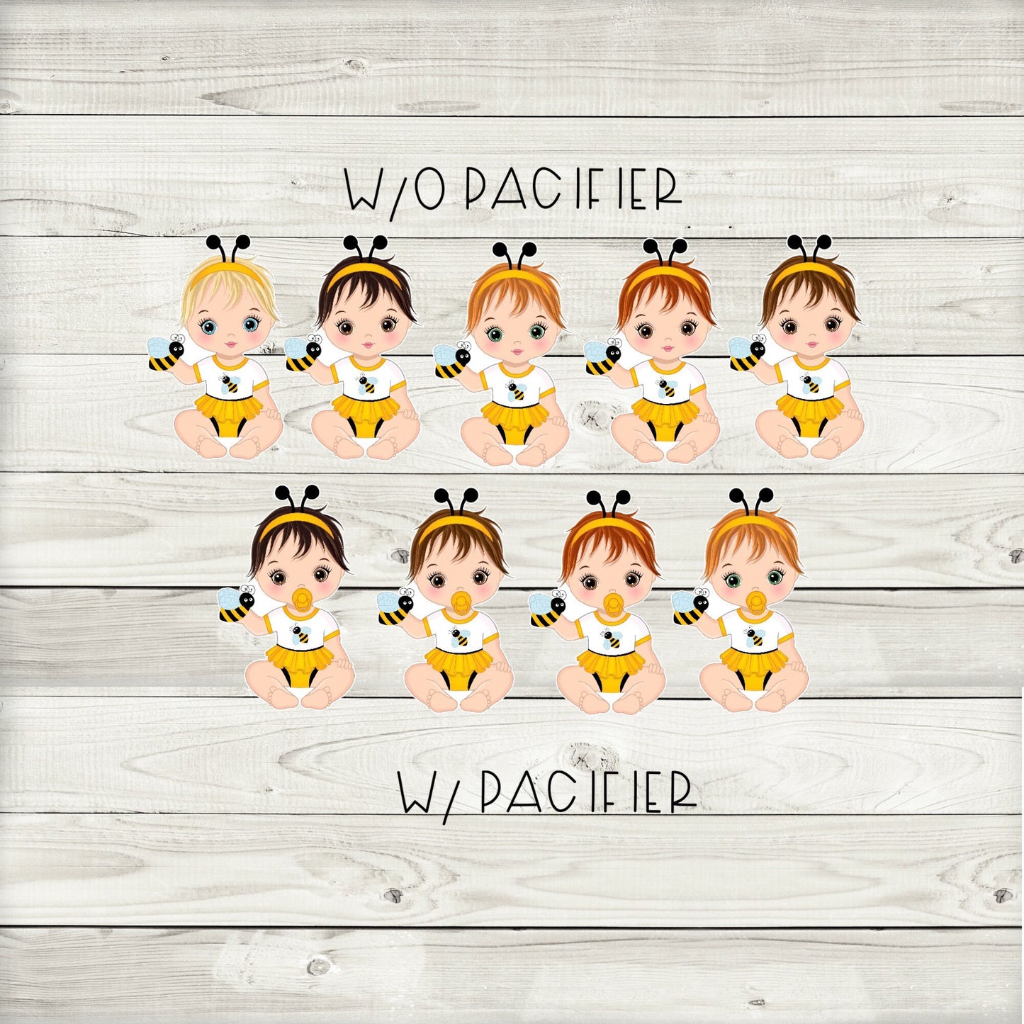 bee baby shower cupcake toppers (set of 12) be01w