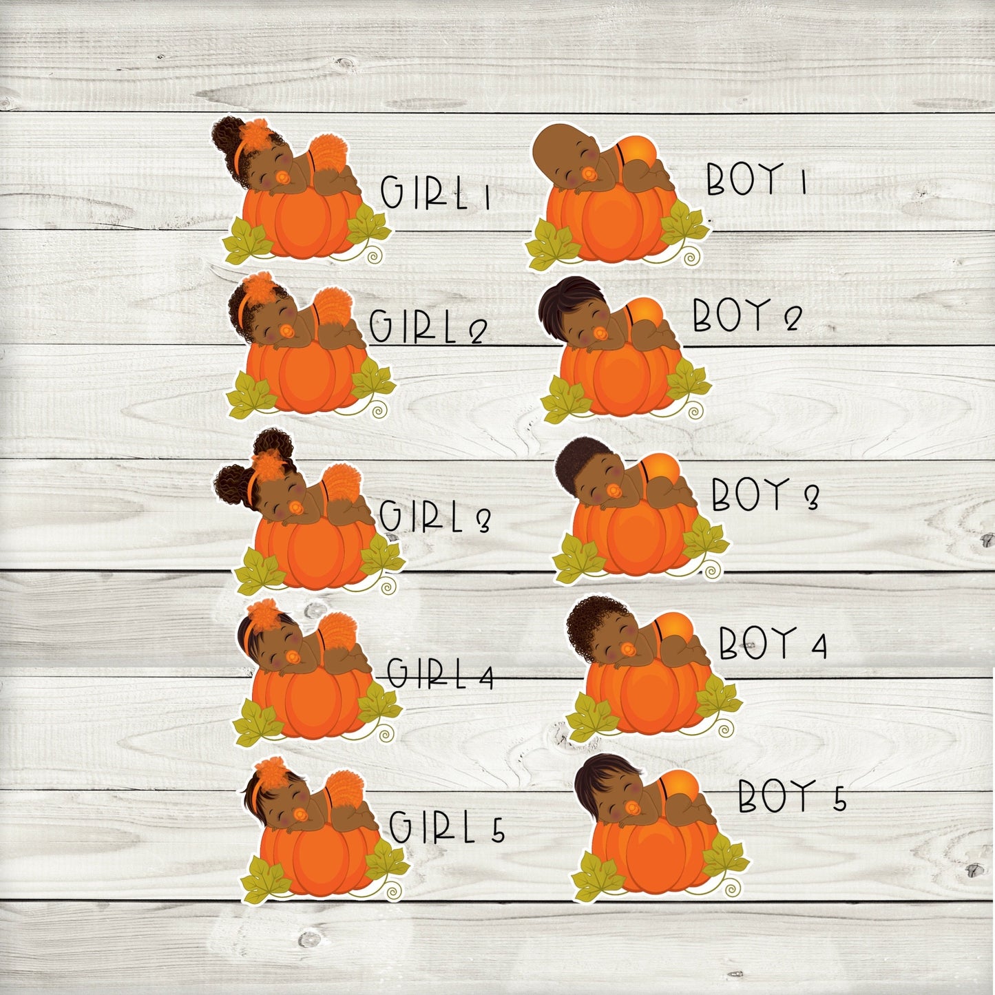 african american little pumpkin cupcake toppers (set of 12) lp02b