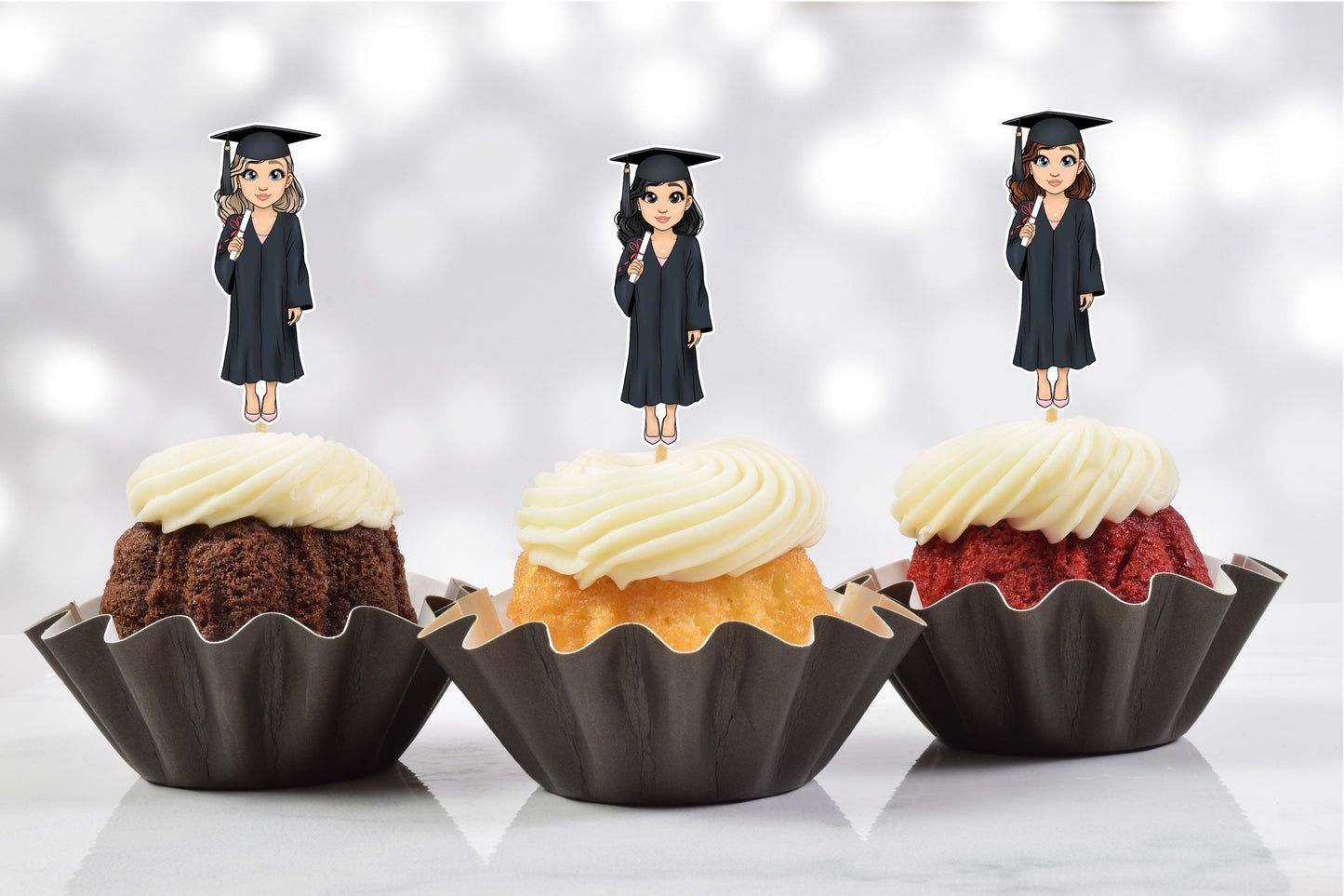 cute graduation party cupcake toppers - set of 12 flh24